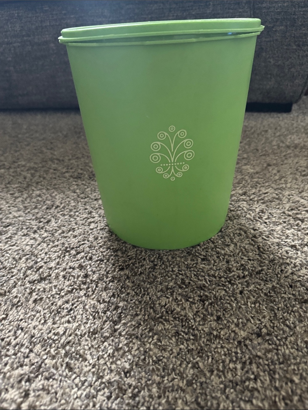 Tupperware Green Storage with White Decorative Motif